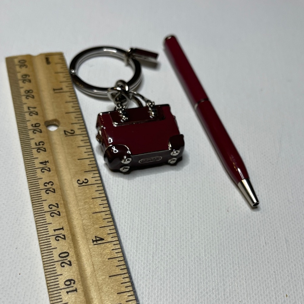 Coach Maroon Bag Keychain and Coach Maroon Pen Set - Picture 5 of 6